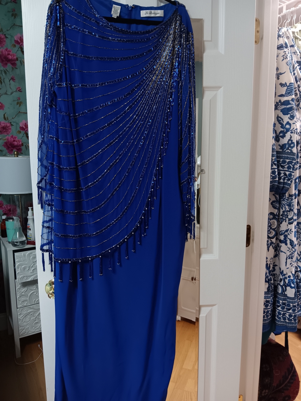 JS Boutique Cobalt Blue Beaded Maxi Dress
